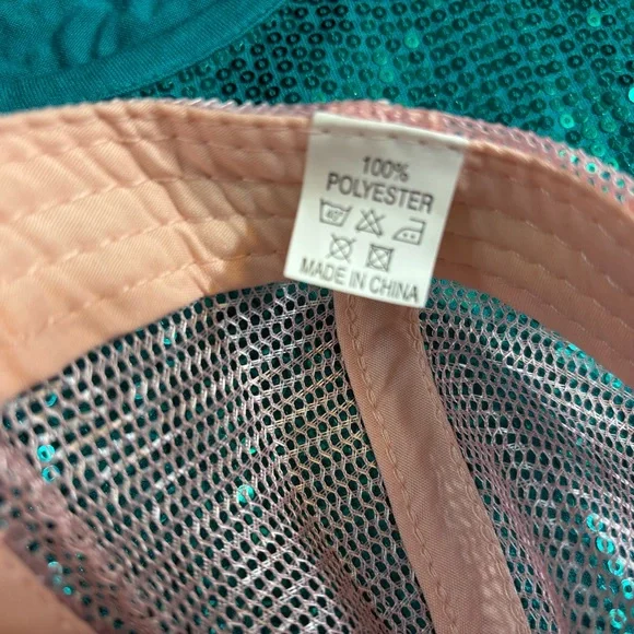 Sparkly Pink Rhinestone Bedazzled Beaded Baseball Hat Cap - Picture 8 of 9